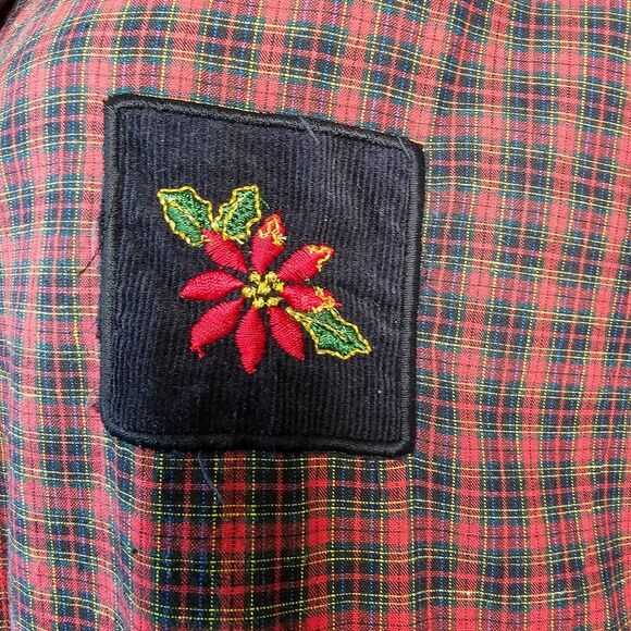 VNT Quizz Again Plaid Velvet Quilted Embroidered Accent Xmas Top Size M - Picture 10 of 11